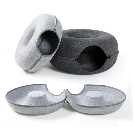 Donut Cat Bed & Tunnel – Ultimate Playground for Your Feline Friend