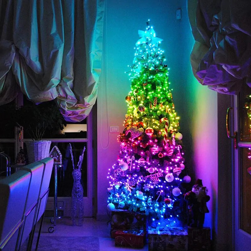 Mini Christmas Tree with Lights - Outdoor White Tree & Blue Light Decor