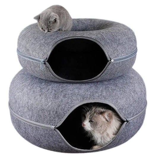 Donut Cat Bed & Tunnel – Ultimate Playground for Your Feline Friend